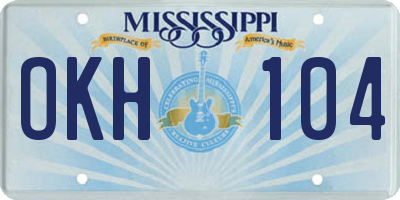 MS license plate OKH104