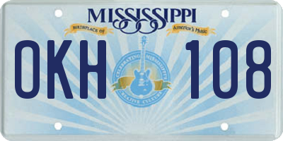 MS license plate OKH108