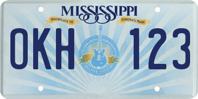 MS license plate OKH123