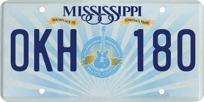 MS license plate OKH180