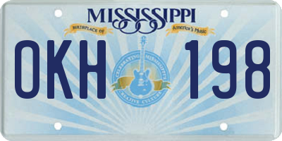 MS license plate OKH198