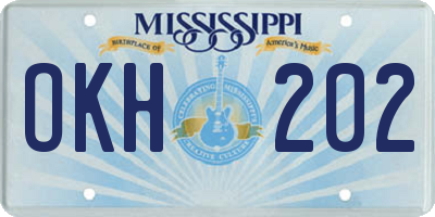 MS license plate OKH202