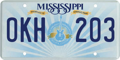 MS license plate OKH203