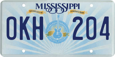 MS license plate OKH204