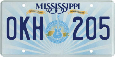 MS license plate OKH205
