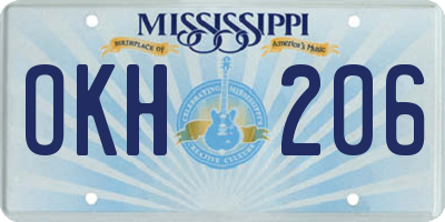 MS license plate OKH206