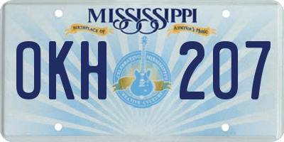 MS license plate OKH207