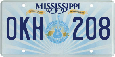 MS license plate OKH208