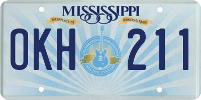 MS license plate OKH211