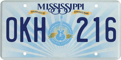 MS license plate OKH216