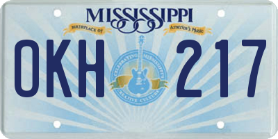 MS license plate OKH217