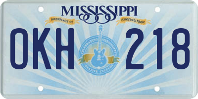 MS license plate OKH218