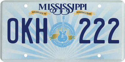 MS license plate OKH222