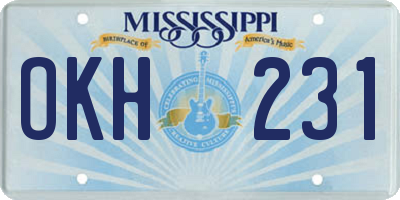 MS license plate OKH231