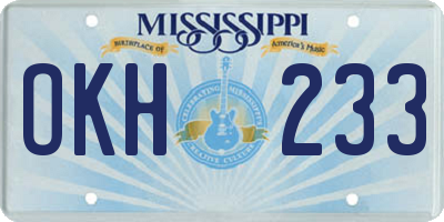 MS license plate OKH233