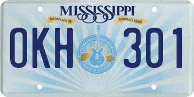 MS license plate OKH301