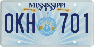 MS license plate OKH701
