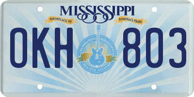 MS license plate OKH803