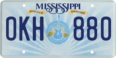 MS license plate OKH880