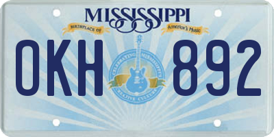 MS license plate OKH892
