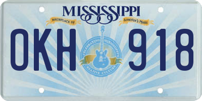 MS license plate OKH918