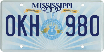 MS license plate OKH980