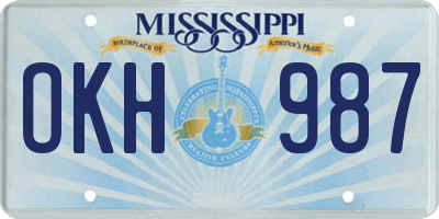 MS license plate OKH987
