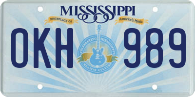 MS license plate OKH989