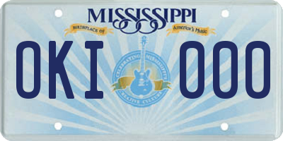 MS license plate OKI000