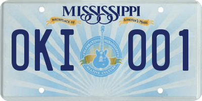 MS license plate OKI001
