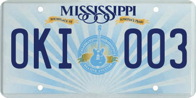 MS license plate OKI003