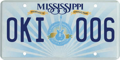 MS license plate OKI006