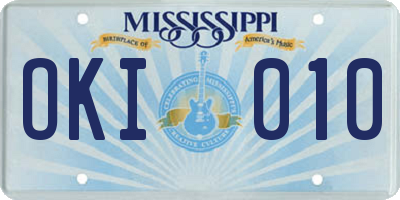 MS license plate OKI010