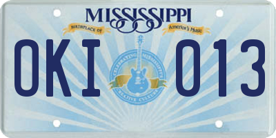 MS license plate OKI013