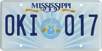 MS license plate OKI017