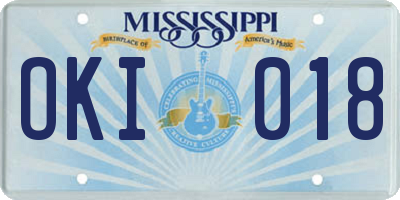 MS license plate OKI018