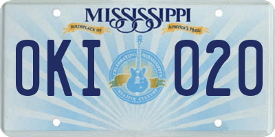 MS license plate OKI020