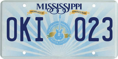 MS license plate OKI023