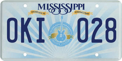 MS license plate OKI028