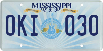 MS license plate OKI030