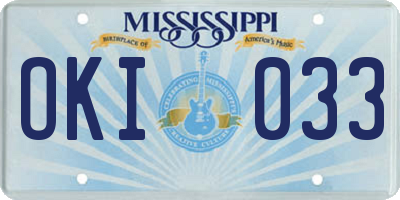 MS license plate OKI033