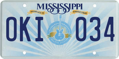 MS license plate OKI034