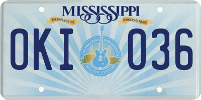 MS license plate OKI036