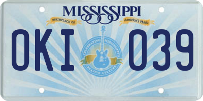 MS license plate OKI039