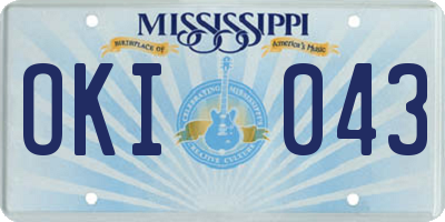 MS license plate OKI043