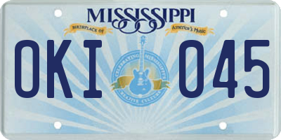 MS license plate OKI045