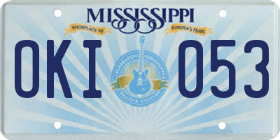 MS license plate OKI053