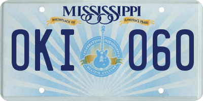 MS license plate OKI060