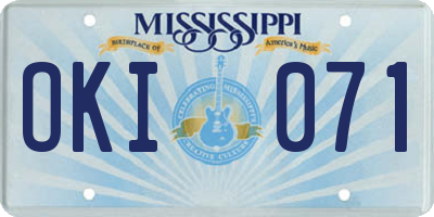 MS license plate OKI071
