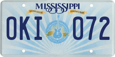 MS license plate OKI072